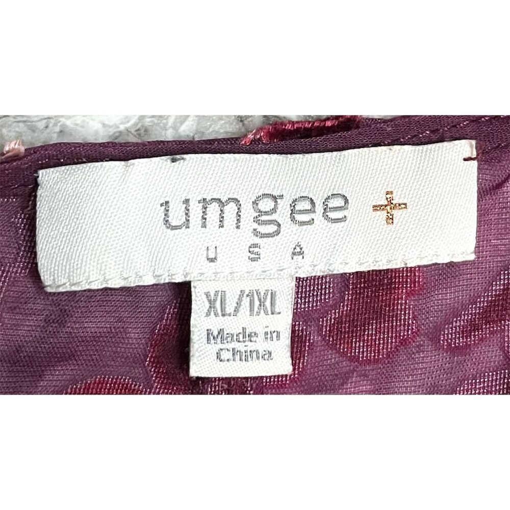 Umgee Paisley Open Front Velvet Floral Kimono Burgundy XL Fall Lightweight - Picture 10 of 11